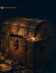 A traditional treasure chest overflowing with gold coins.